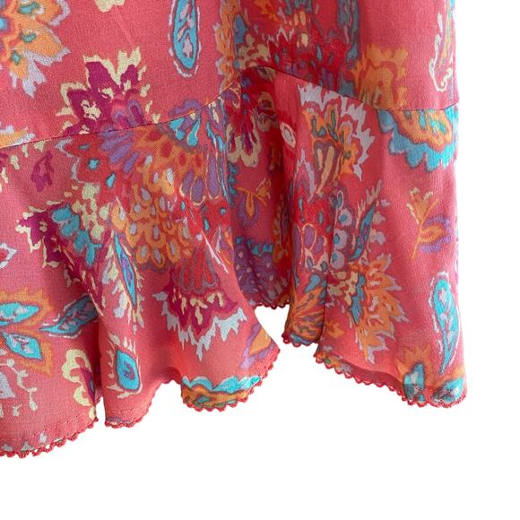 Women's SIGRID OLSEN PM Colorful Skirt Paisley Ruffle Lined Boho Festival - Picture 7 of 9